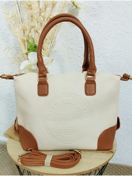 Bolso beige y camel con correa bandolera
