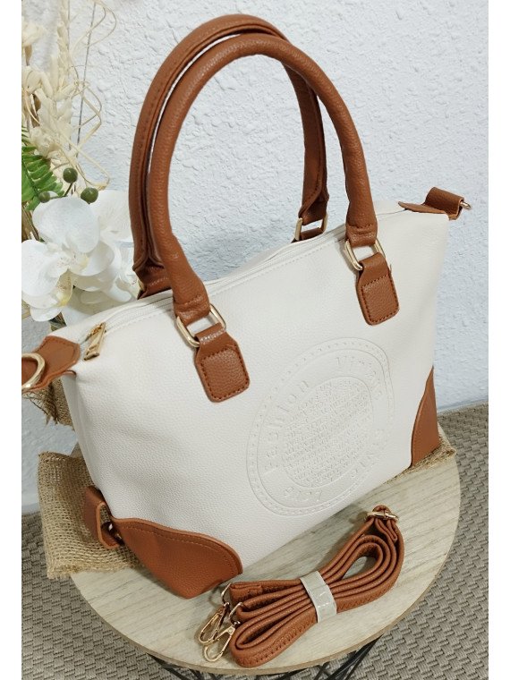 Bolso beige y camel con correa bandolera
