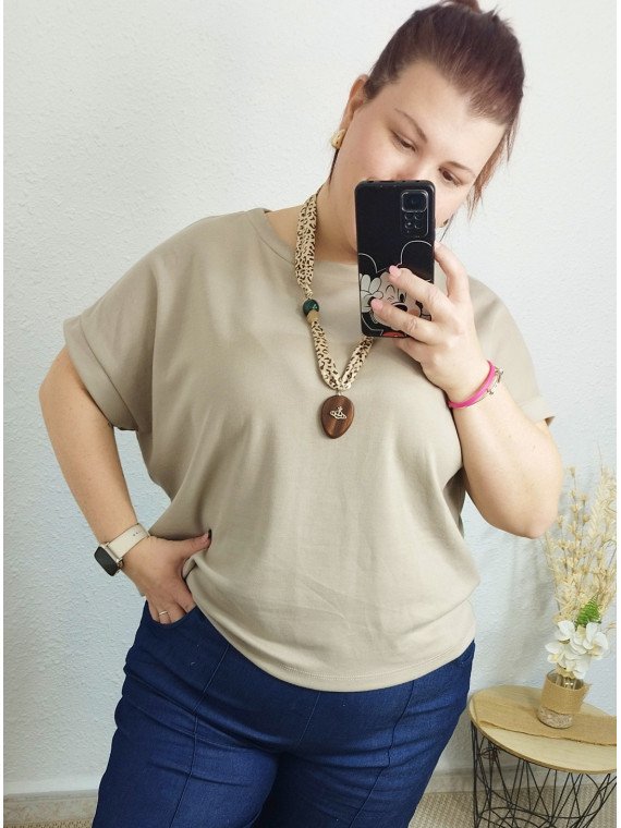 Camiseta camel de manga corta