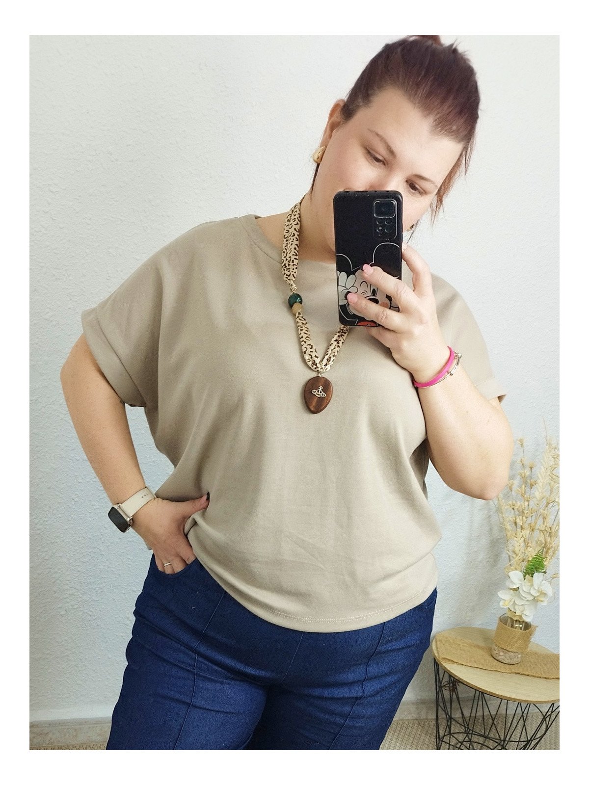 Camiseta camel de manga corta