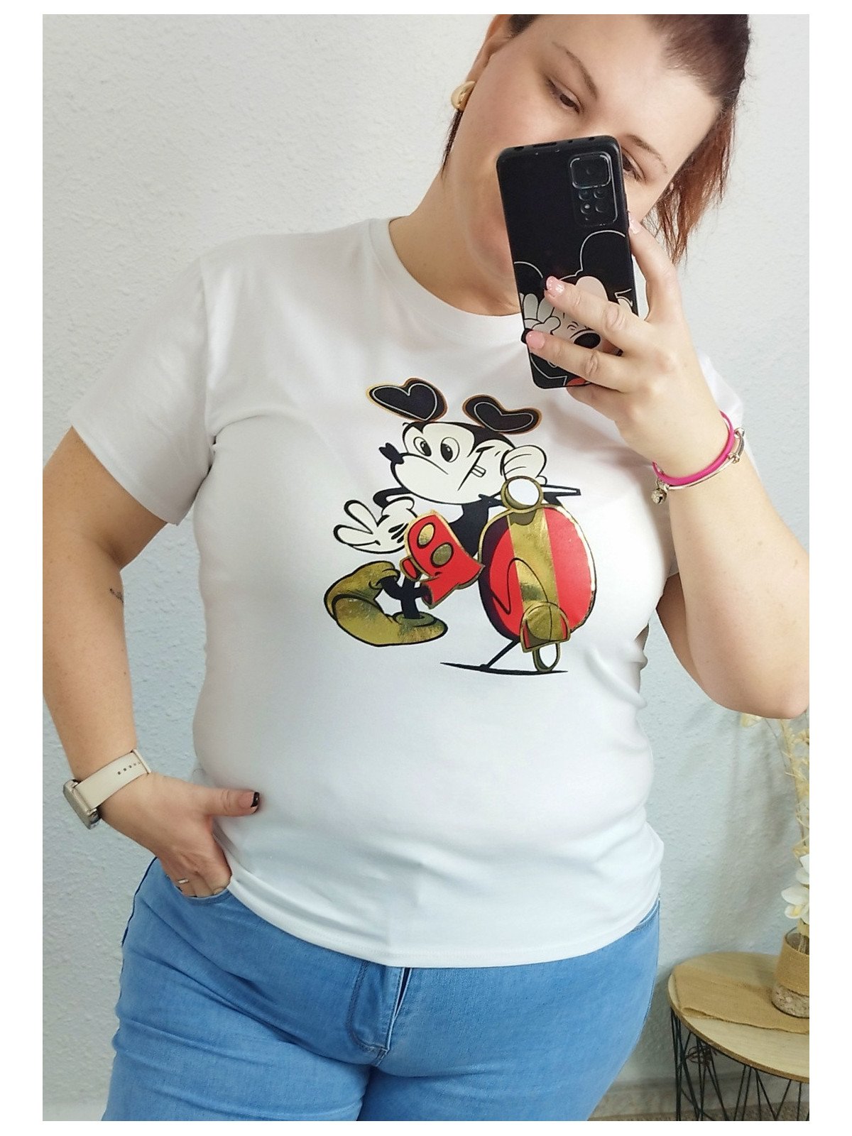 Camiseta Mickey blanca estilo retro