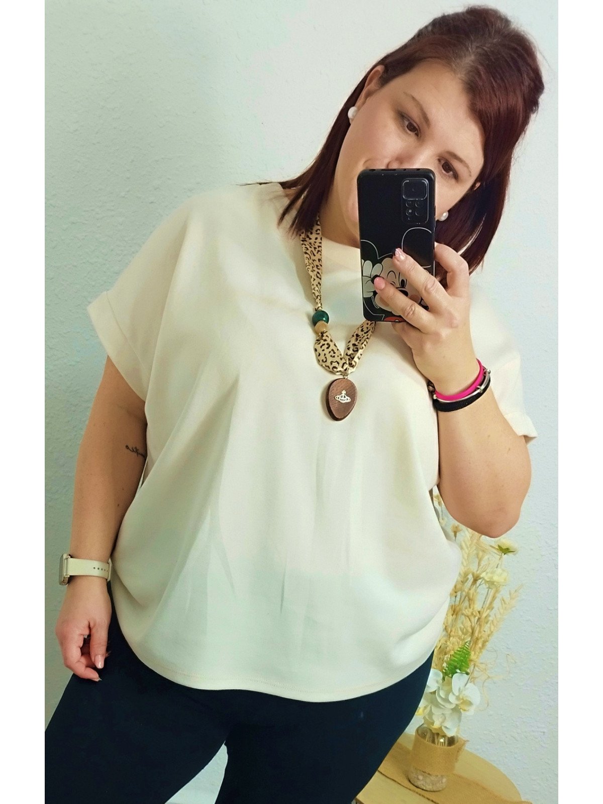 Camiseta manga corta beige