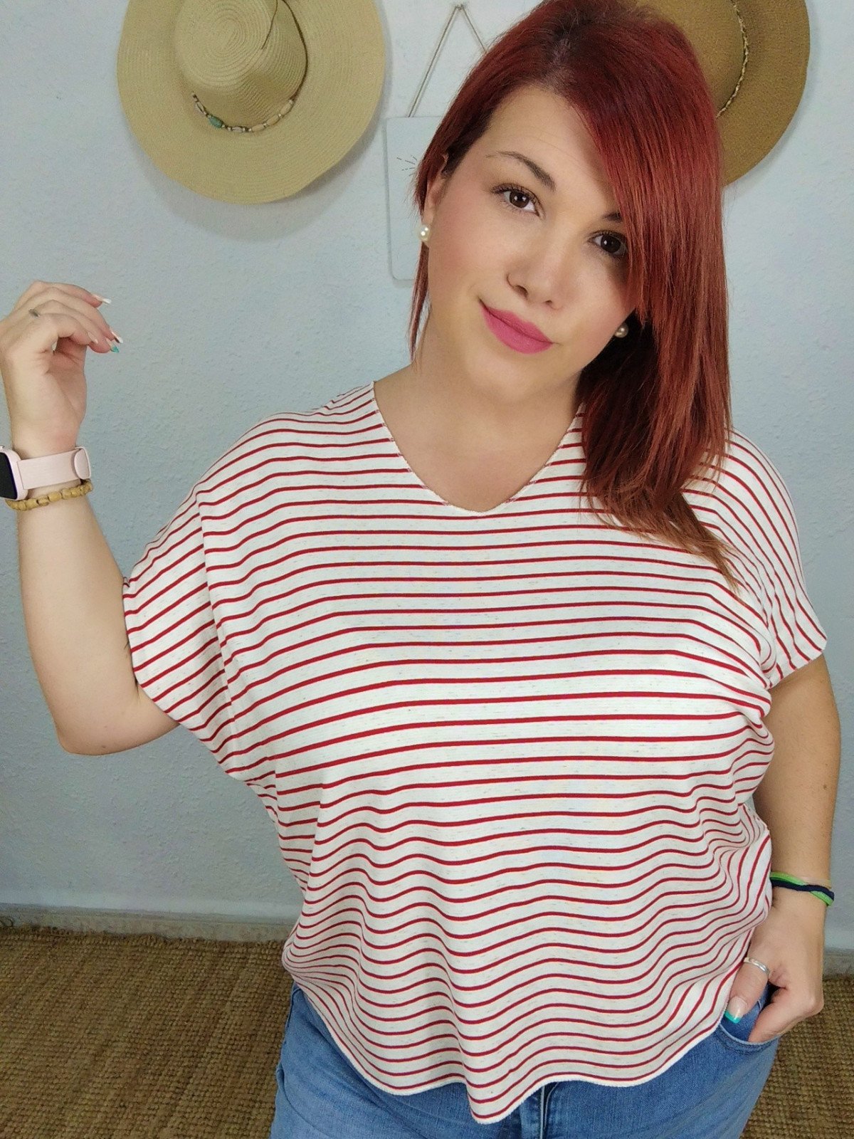 Camiseta rayas roja