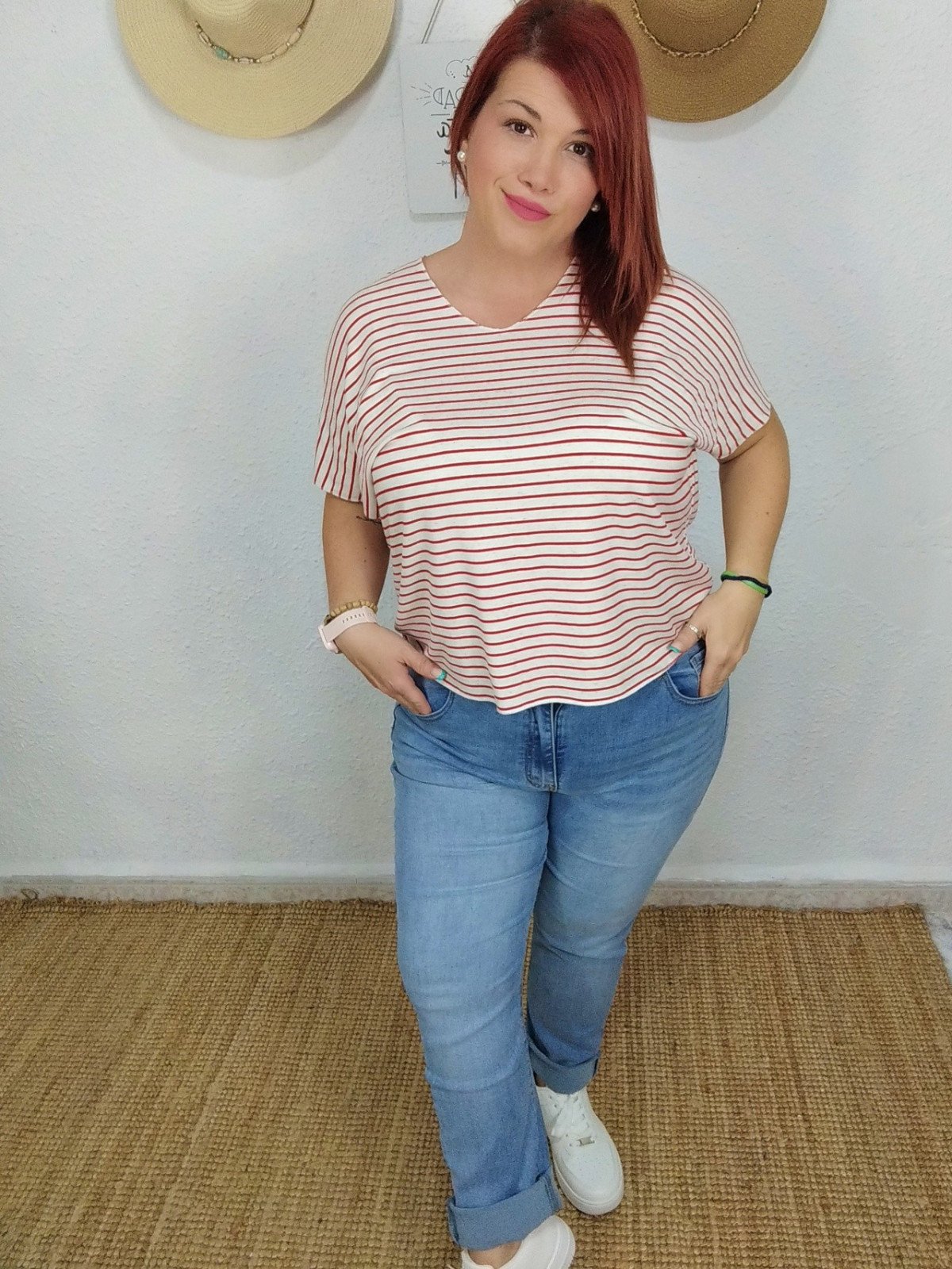 Camiseta rayas roja