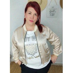 Bomber Beige Fina de Raso/Satén