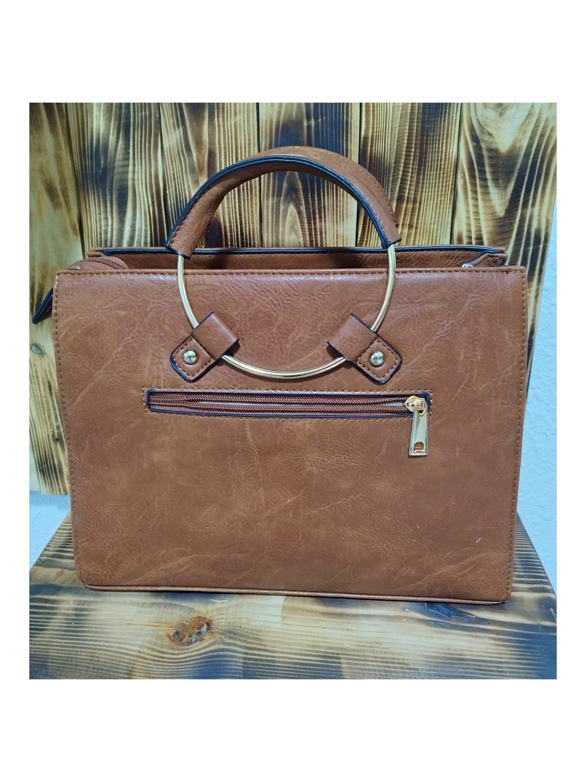 Bolso Rígido con Asas Color Marrón