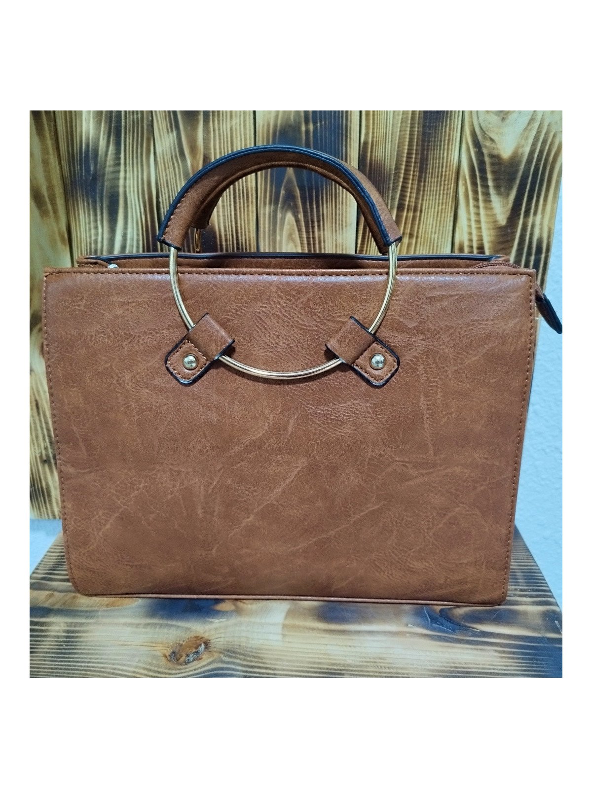 Bolso Rígido con Asas Color Marrón