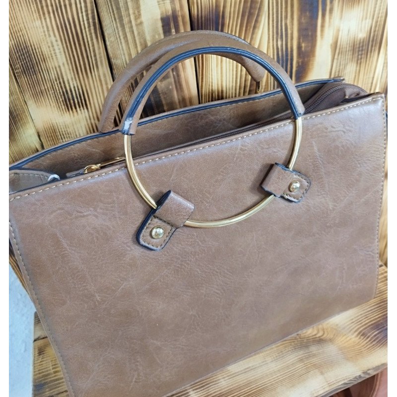 Bolso Rígido con Asas Color Taupe