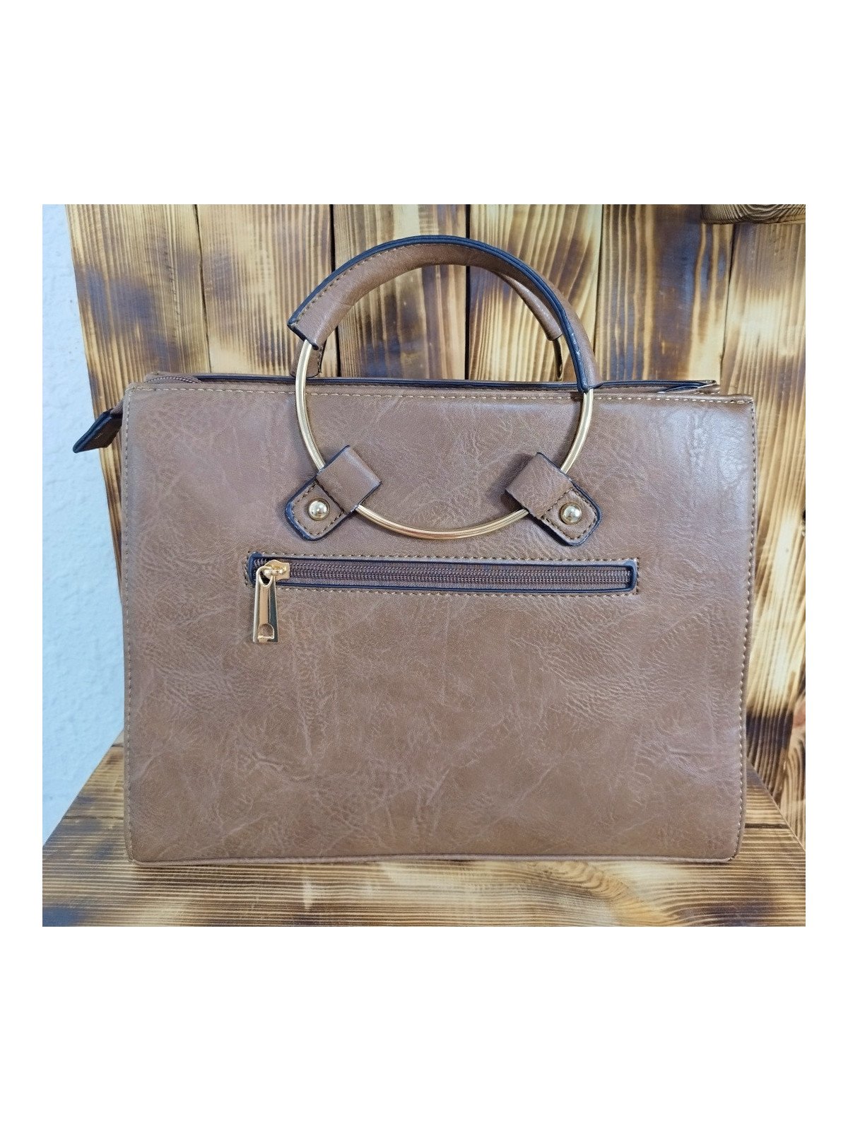 Bolso Rígido con Asas Color Taupe