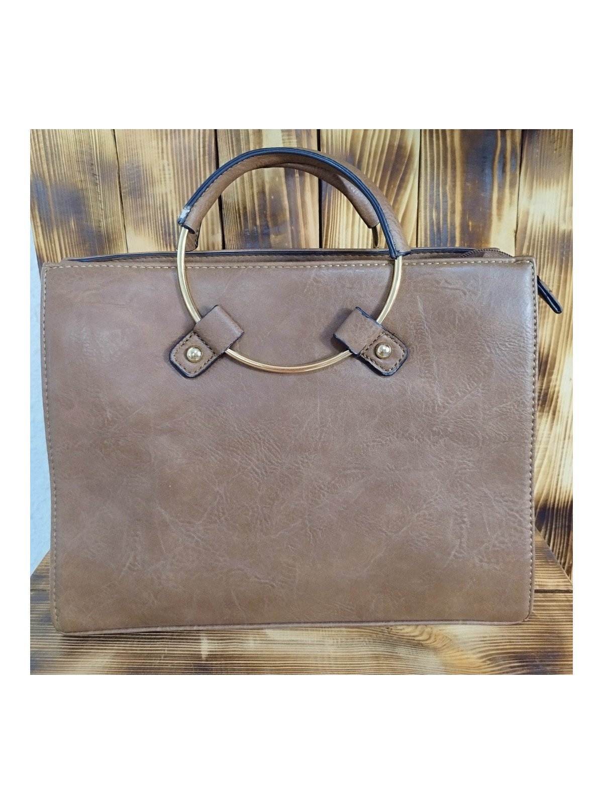 Bolso Rígido con Asas Color Taupe