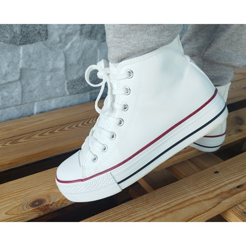 Bota tipo Converse Polipiel Blanca Doble Suela