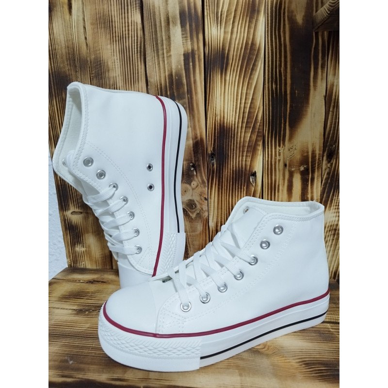 Bota tipo Converse Polipiel Blanca Doble Suela