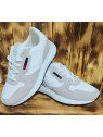 Zapatilla Casual Blanca y Beige con Suela Ancha