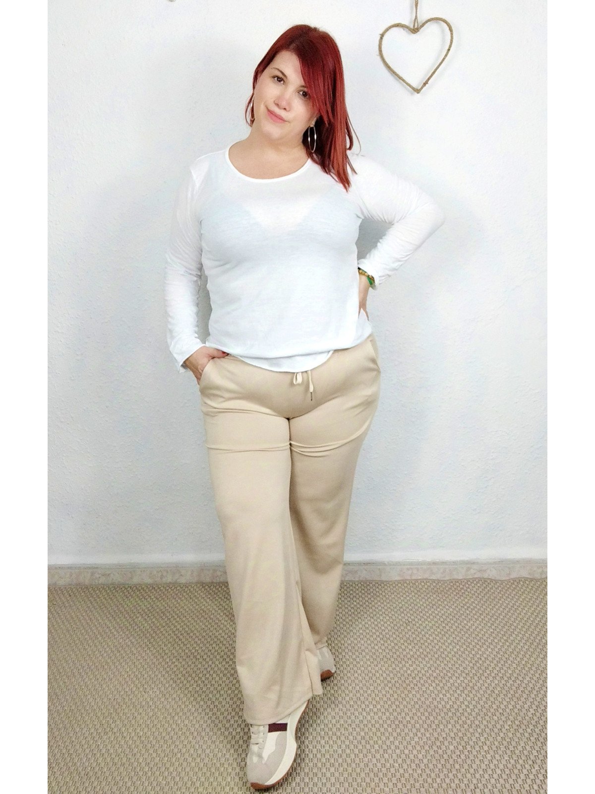 Pantalón deportivo beige