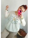 Jersey punto flor blanco