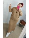 Conjunto punto falda camel