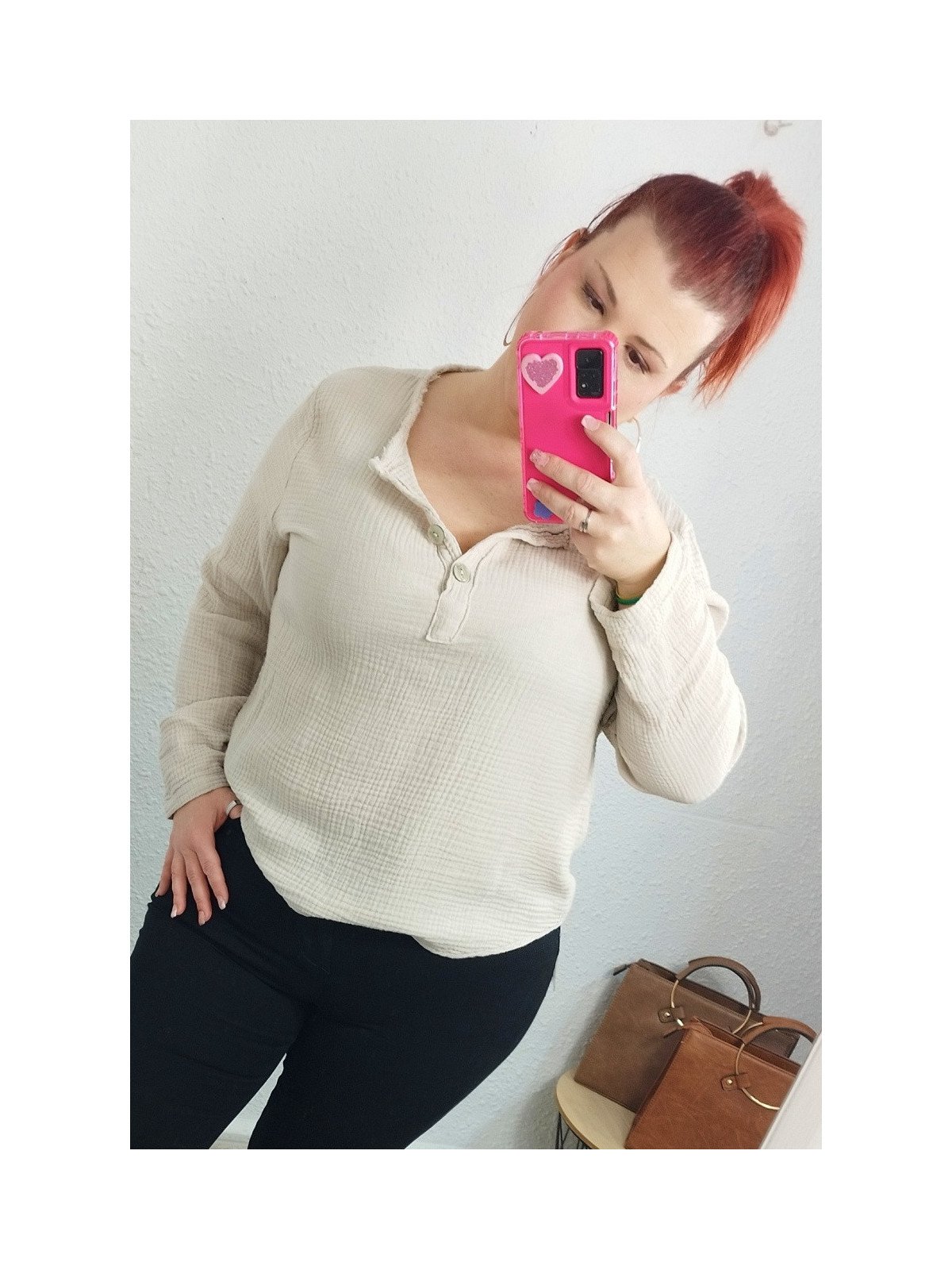 Camisa algodón beige