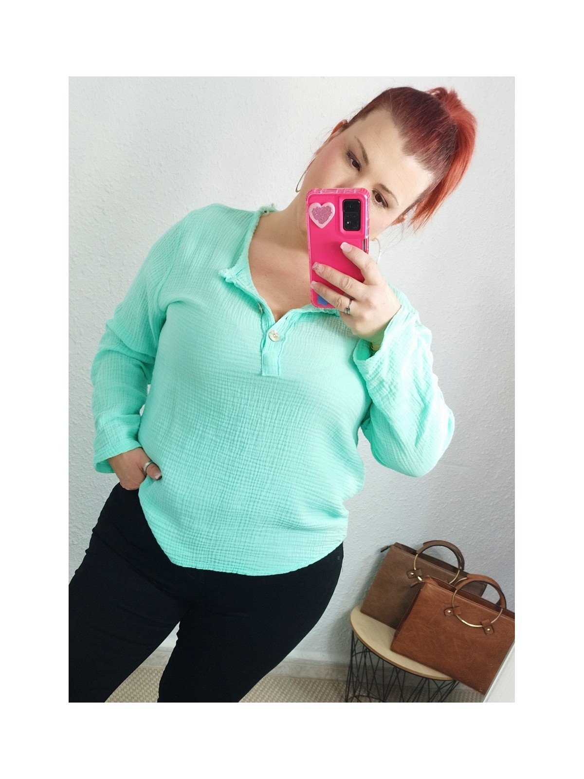 Camisa algodón verde agua
