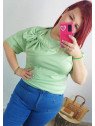 Camiseta verde con lazo manga corta