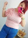 Camiseta rosa manga corta con lazo