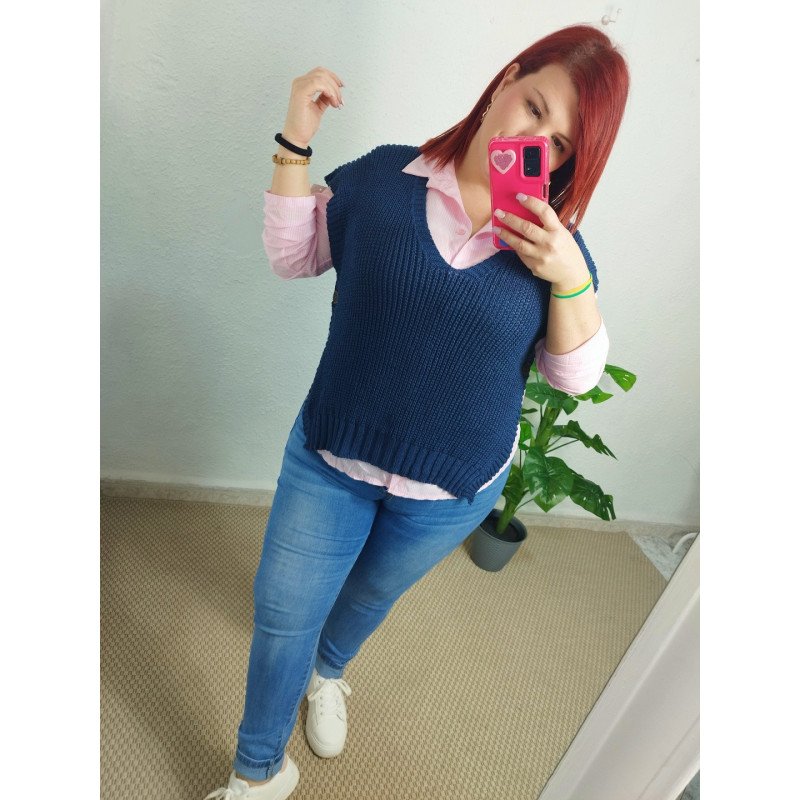 Chaleco de lana marino