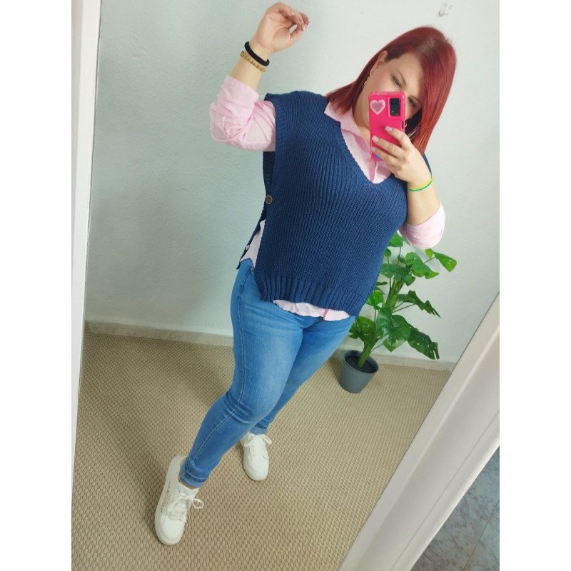 Chaleco de lana marino