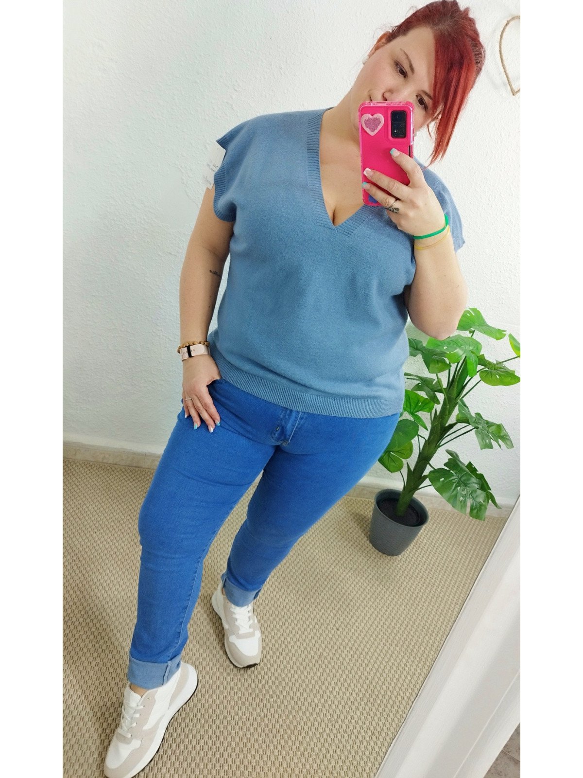 Jersey de Punto Manga Corta en Color Azul
