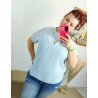 Camisa Manga Corta Rayas Azul Claro