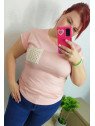 Camiseta Manga Corta Rosa con Bolsillo