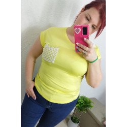 Camiseta Manga Corta Amarilla con Bolsillo