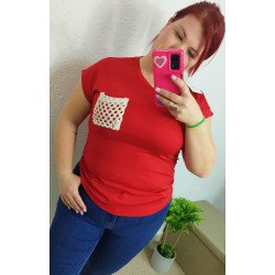 Camiseta Manga Corta Roja con Bolsillo