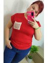 Camiseta Manga Corta Roja con Bolsillo
