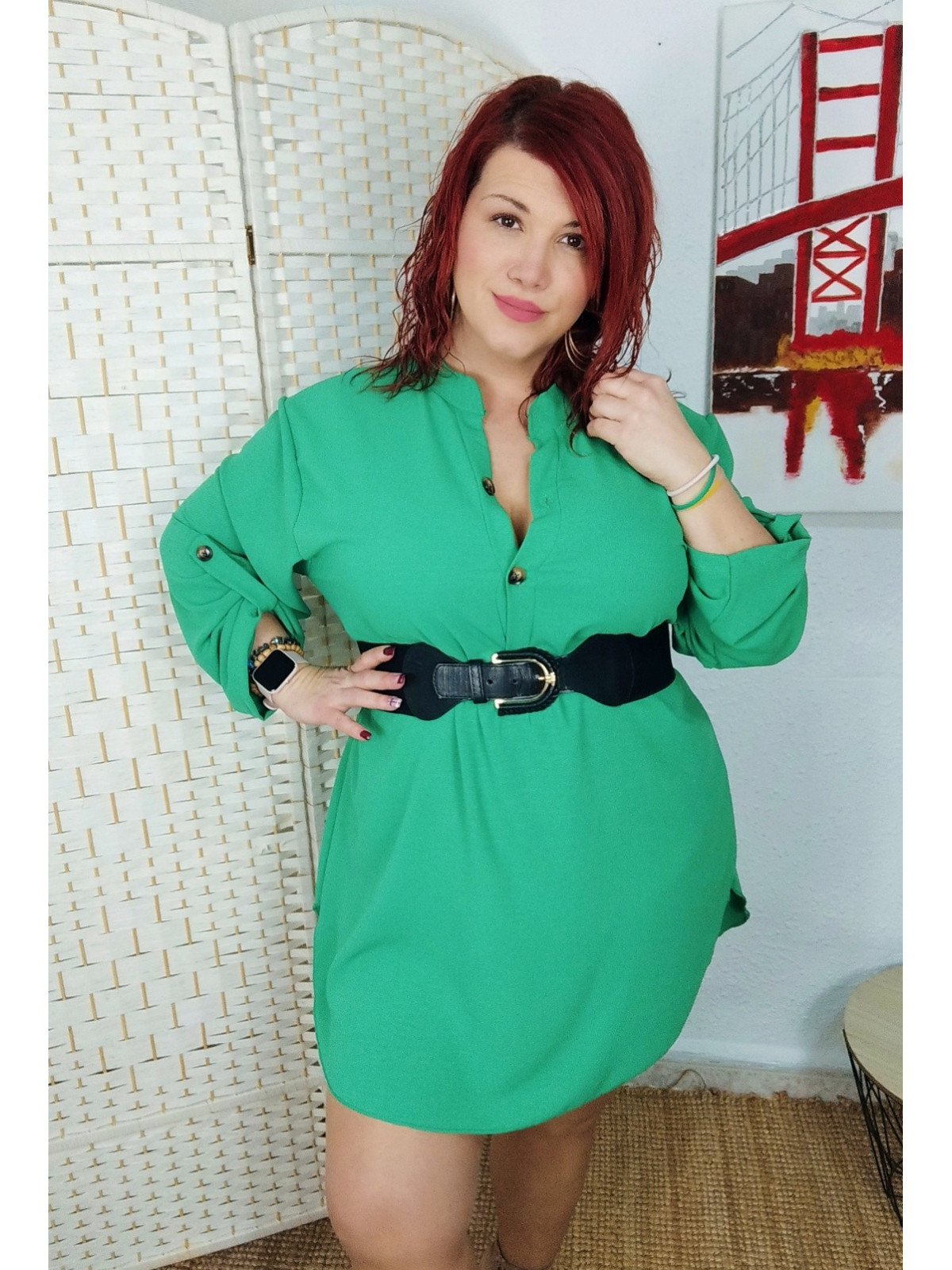 Vestido camisero verde