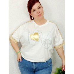 Camiseta Manga Corta Blanca "Love"