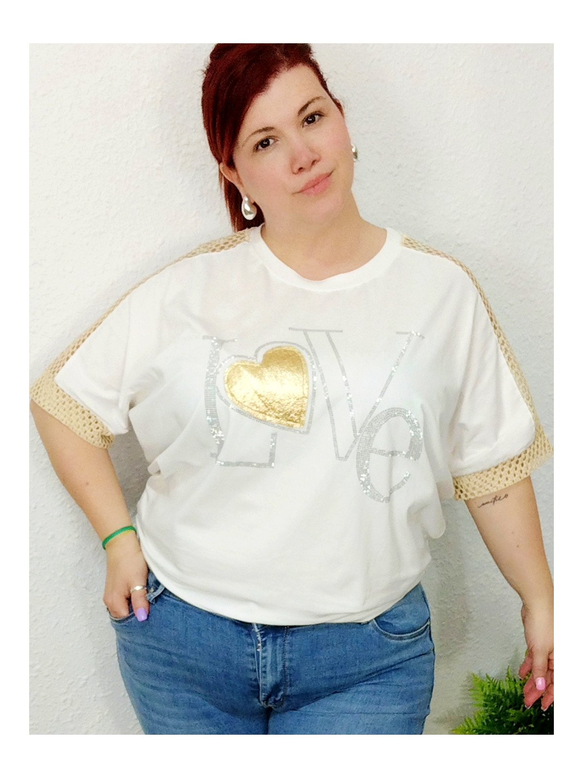Camiseta Manga Corta Blanca "Love"