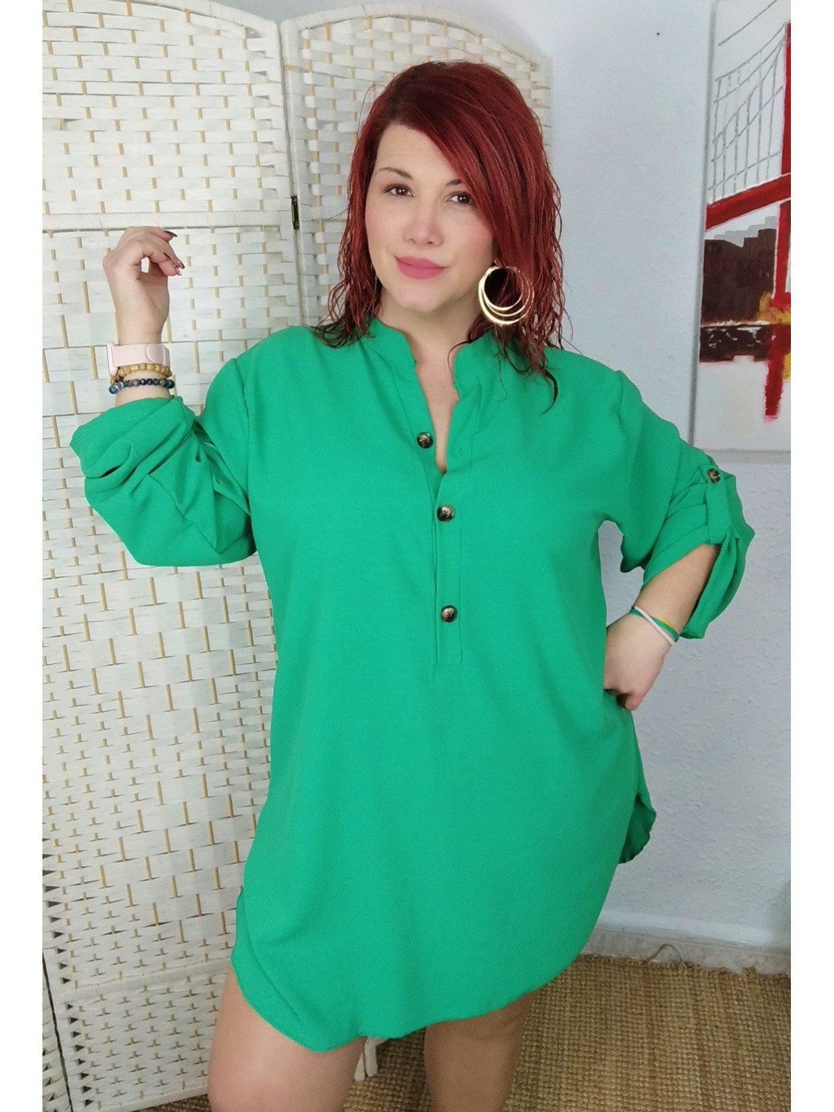 Vestido camisero verde