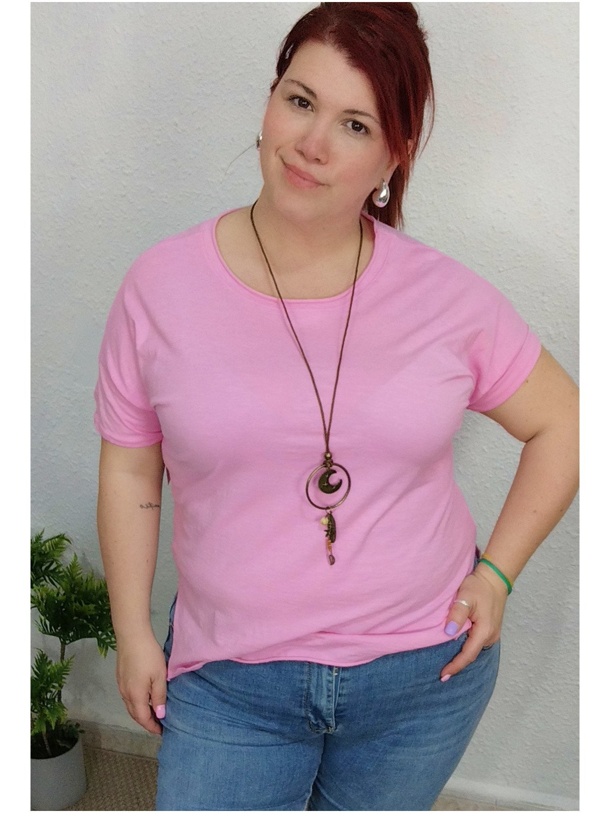 Camiseta Manga Corta Rosa