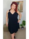 Vestido Negro Tirantes con Cuello de Pico