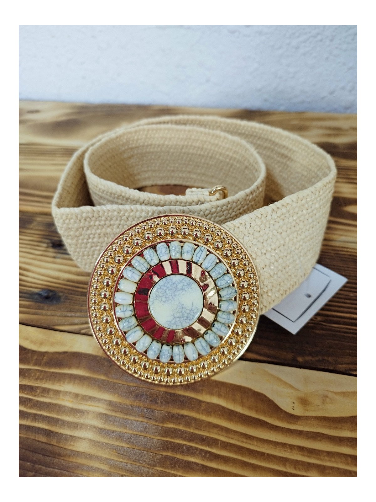 Cinturón de Rafia Beige