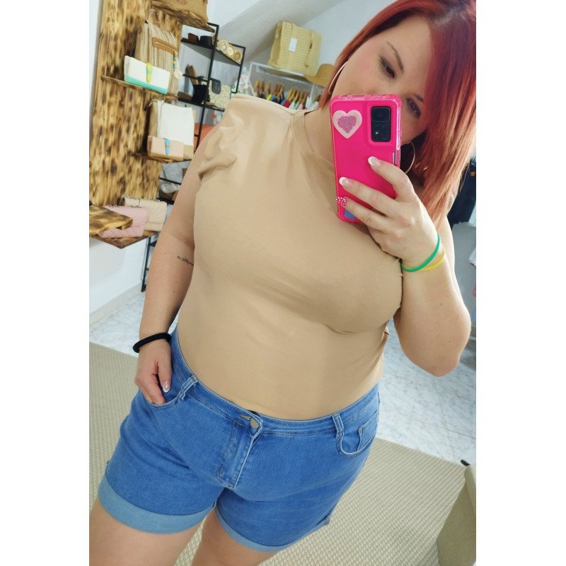 Camiseta Camel con Hombreras