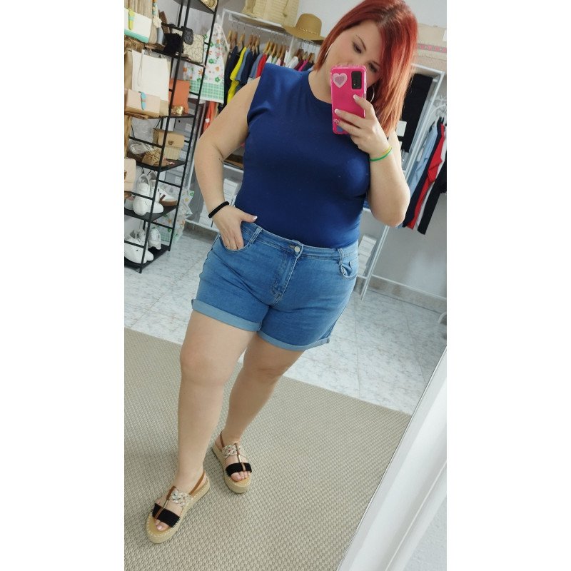 Camiseta Azul Marino con Hombreras
