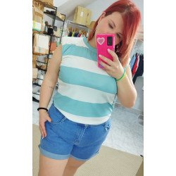 Camiseta rayas turquesa con hombreras