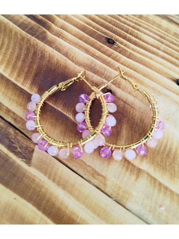 Pendientes aro rosa