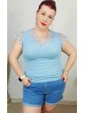 Camiseta puntilla azul