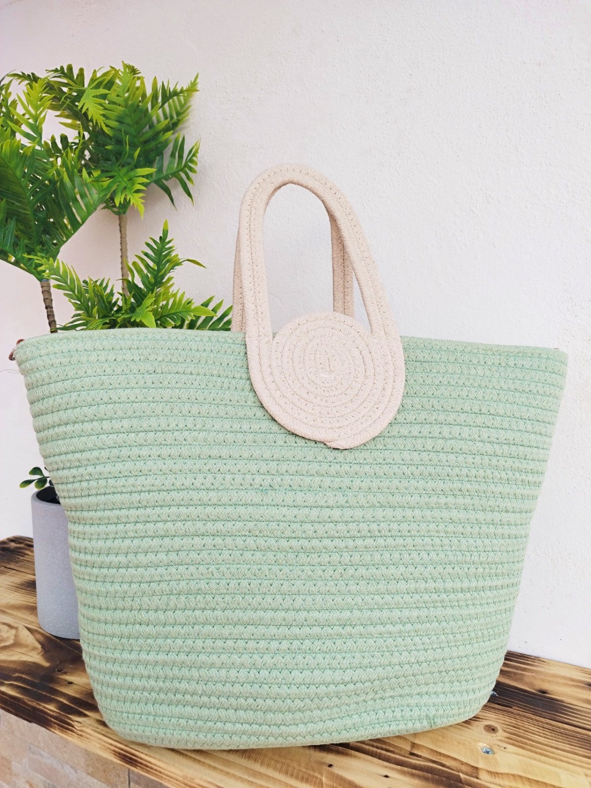 Bolso capazo verde agua
