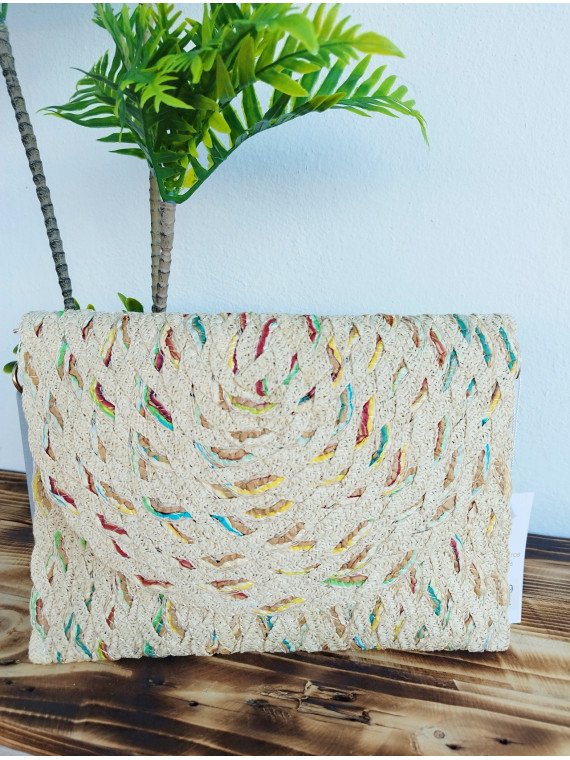 Bolso bandolera rafia beige