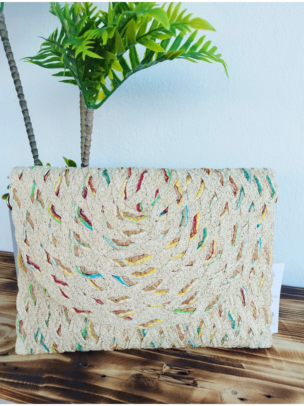 Bolso bandolera rafia beige