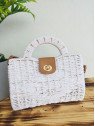 Bolso bandolera rafia blanco