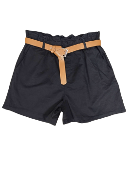 Pantalón corto negro cinturón