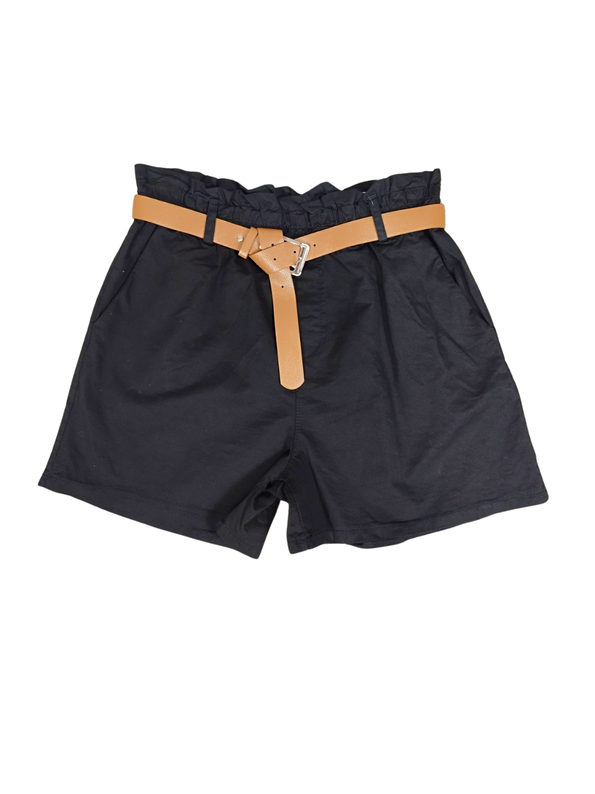 Pantalón corto negro cinturón